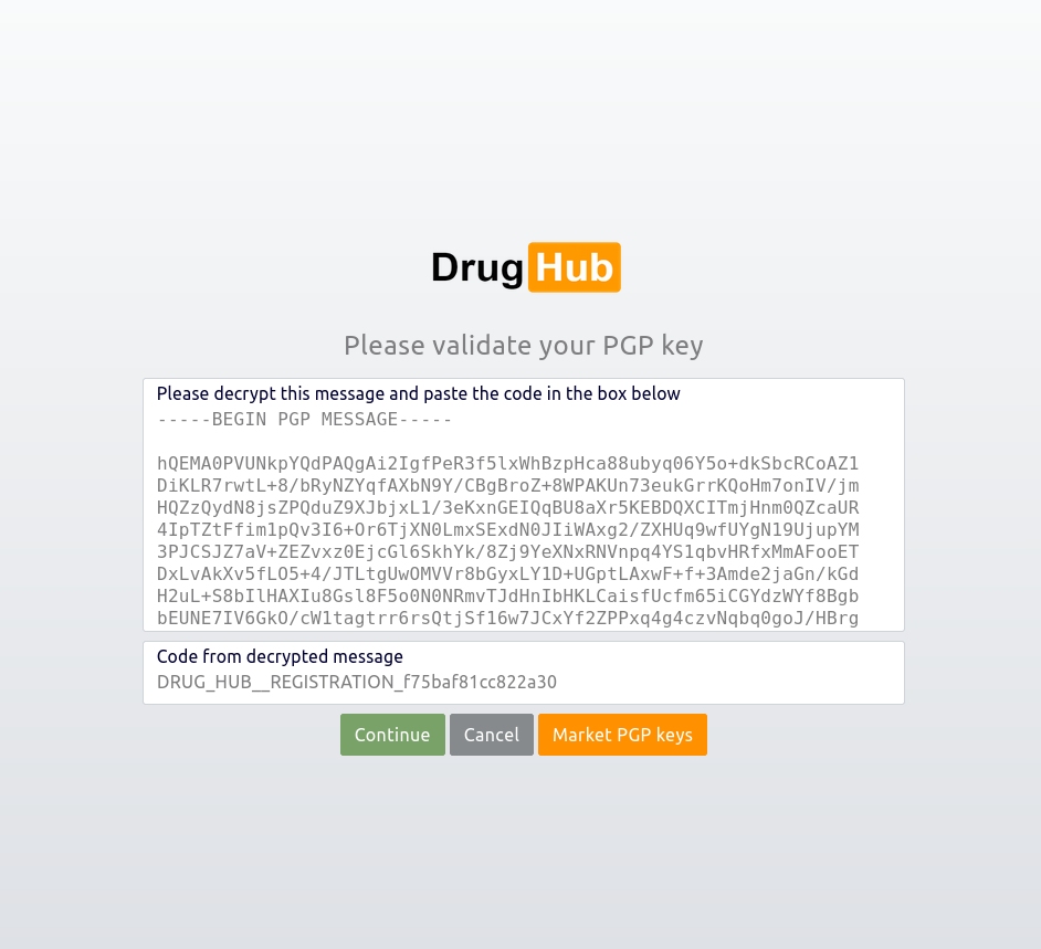 DrugHub Market Login Window